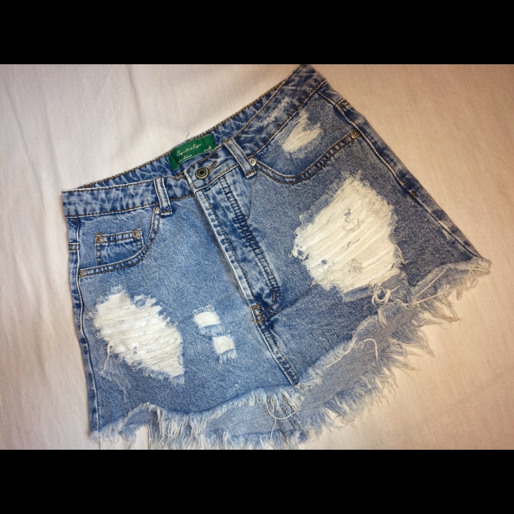 Ripped Jean Skirt
